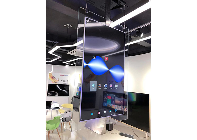 55寸吊挂超薄双面广告机,玻璃边框设计.wifi网络版